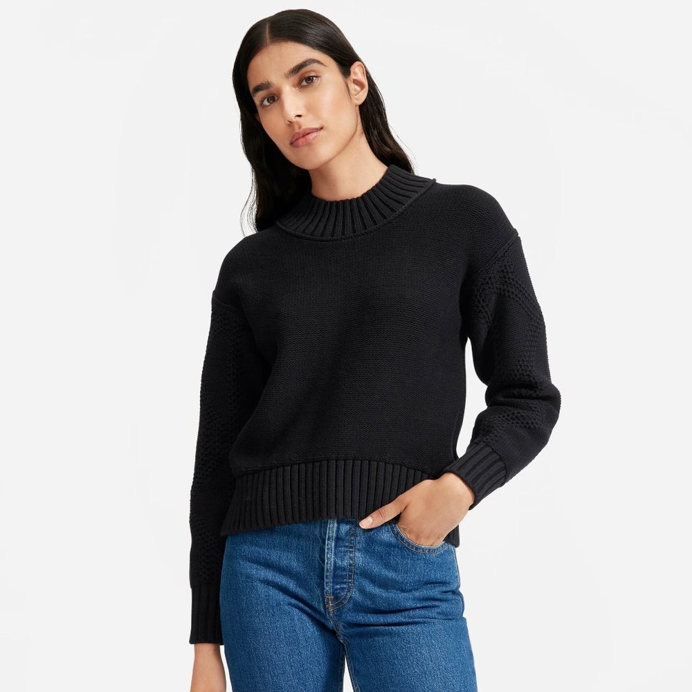 Everlane The Texture Cotton Black Sweater